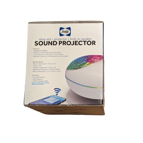 Sealy - Bluetooth Sleep Speaker and Projector - White Remote Timer Adjustable - Picture 2 of 6
